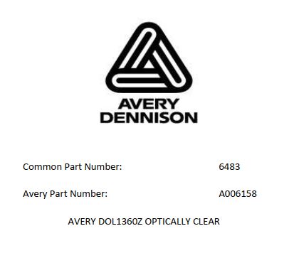 54IN AVERY DOL1360Z OPTICALLY CLEAR - Avery DOL1300Z Series Clear Laminate Vinyl Films